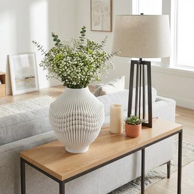 Sagebrook Home Decorative Vase - Ivory Ceramic 3D Printed Artistic