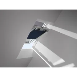 VELUX Vorteils-Set Sichtschutzrollo mit Hitzeschutzmarkise ROF  F04 9050S Dunkelblau 9050, Schiene Alu Natur