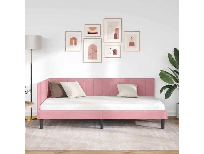 Lit 1 place - Rose - - Cadre de lit d'angle - moderne - Velours - adulte 413262