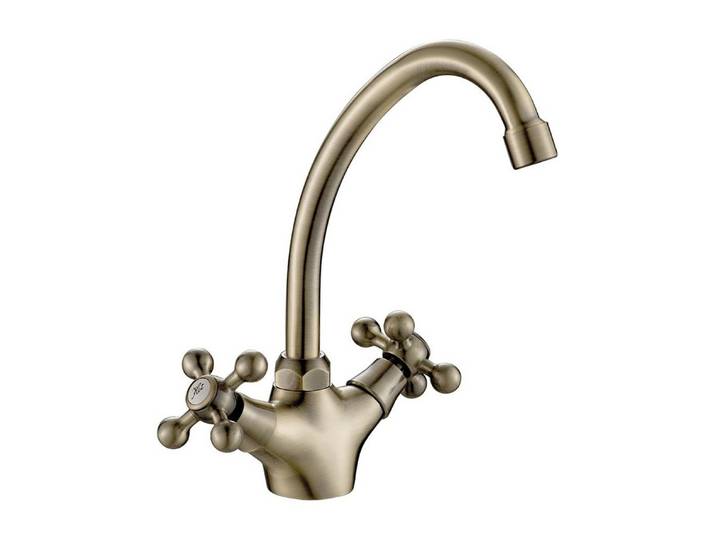 KOLMAN Küchenarmatur Wasserhahn STILO Küchenmischer für Küche in Antik Messing
