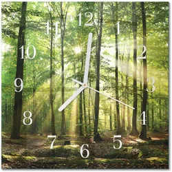 WANDUHR aus Glas 30x30 cm - Waldnatur