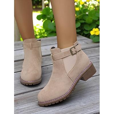 Damen Stiefeletten braun – Herbststiefel mit Schnallenriemen für Oktoberfest, Bauernmarkt, Volksfest und urige Tage im Freien