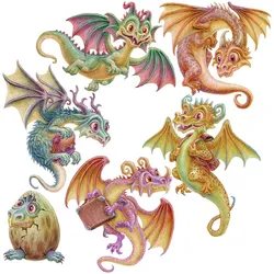 WANDAUFKLEBER 60x51cm - Kleine Drachen