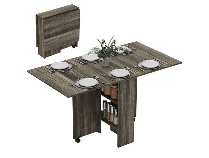Table à console extensible pliable 140x75x74 cm Gris Bois pour 6 personnes