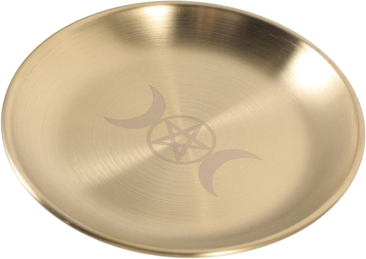 Decoratieve schaal met pentagram ontwerp voor het organiseren van sieraden, goud, diameter: 14 cm