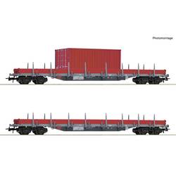 Roco 6600201 Güterwagen DC Wagenset mit zwei 4-achsigen Rungenwagen, Gattung Res, der Deutschen Bahn