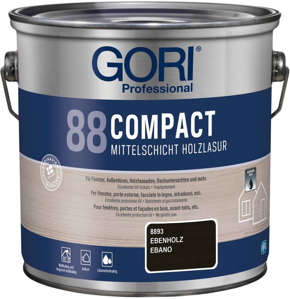 PPG Coatings GORI Professional 88 COMPACT, Mittelschicht-Holzlasur, ebenholz, 2,5 l
