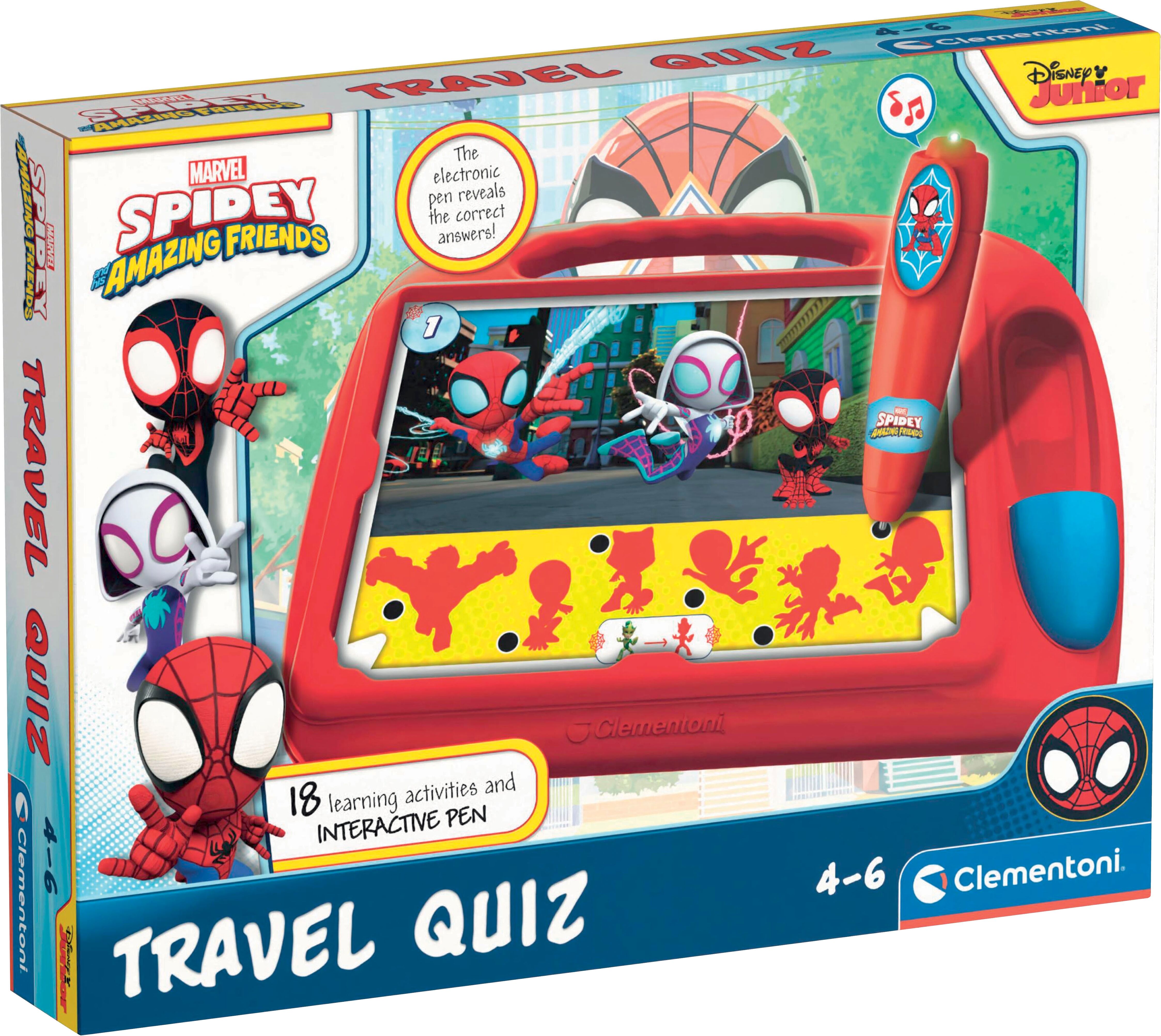 Spiel CLEMENTONI "Spidey und seine Superfreunde, E-Lektor Quiz Travel", bunt, Spiele, Kinder, Spiel, Made in Europe