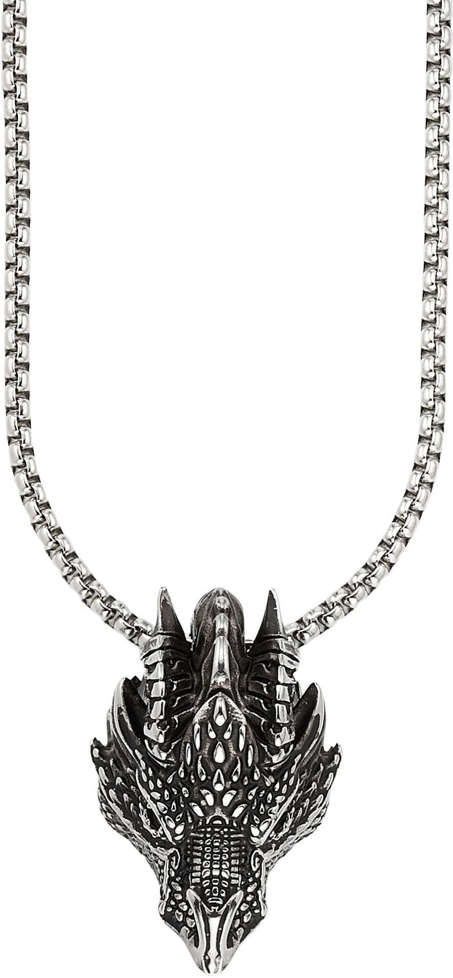 Kette mit Anhänger BRUNO BANANI "Schmuck Geschenk Edelstahlkette mit Anhänger Drachen-Optik", silber (edelstahlfarben), Halsketten, Damen, Edelstahl, L: 55 B: 2,6mm, Kette mit Anhänger, B:2,6mm edelstahlfarben Edelstahl, L: 55 B: 2,6mm