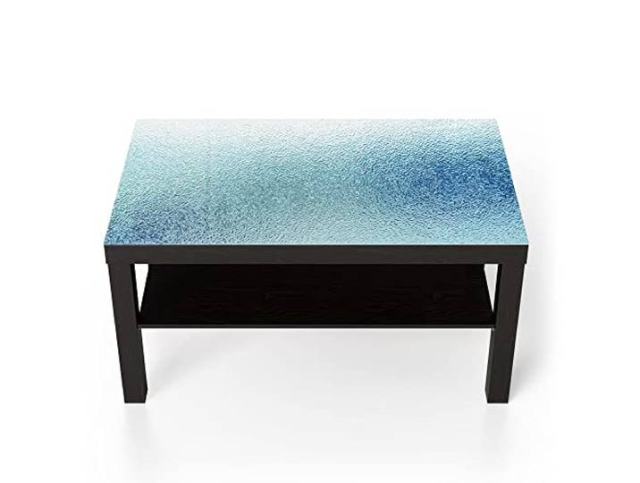 DEQORI Glastisch schwarz groß 90x50 cm Motiv Milchglas mit Blaustich ausgefallener Beistelltisch aus Glas Hochglanz Couchtisch fürs Wohnzimmer moderner Couch Tisch mit Design