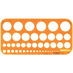 Kreisschablone Ø 1 mm - 36 mm, orange mm-Teilung, Tuschekante