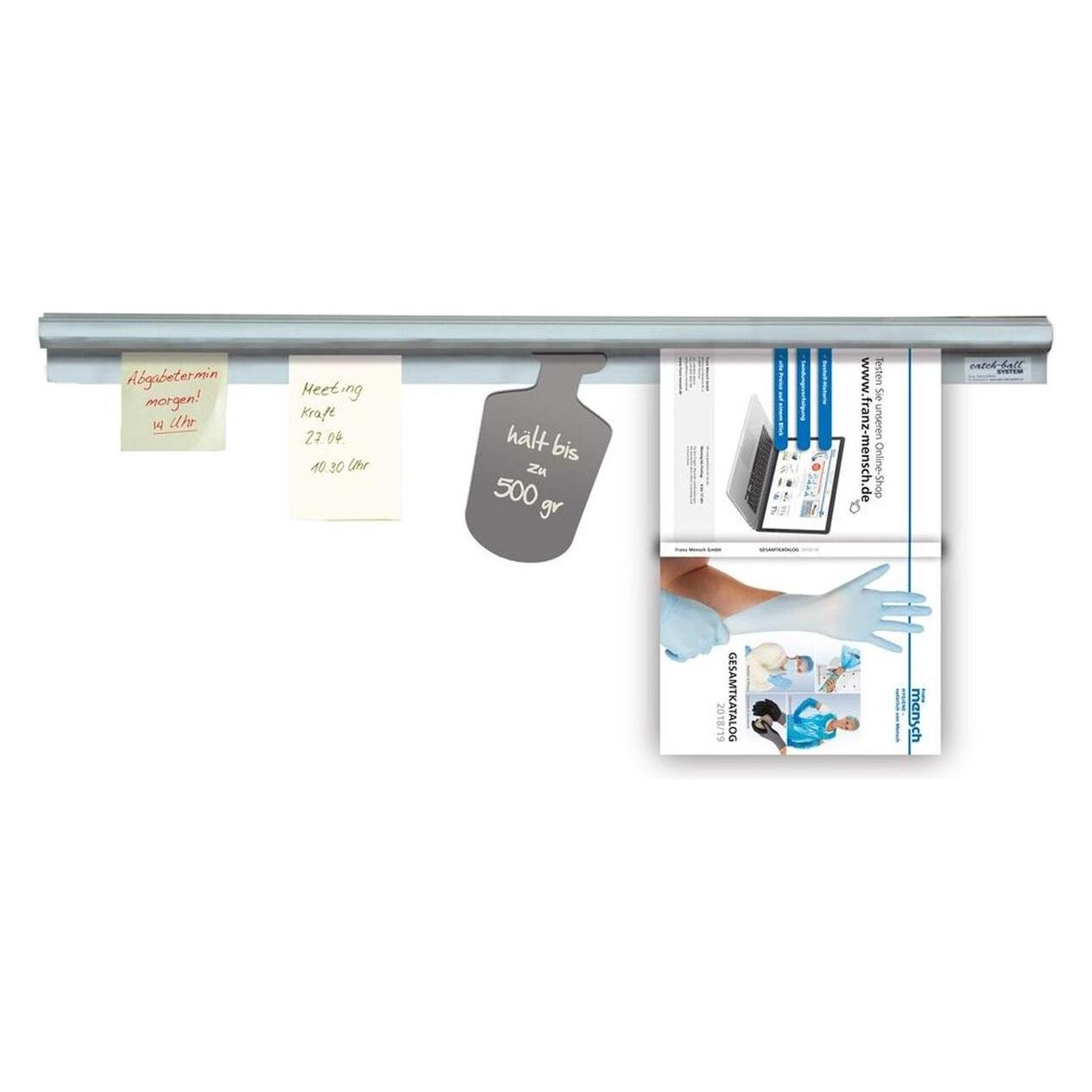Catch-Ball Catchball Infoboard Powergrip Klemmleiste 100,0 cm silber selbstklebend, Wandmon (622010)