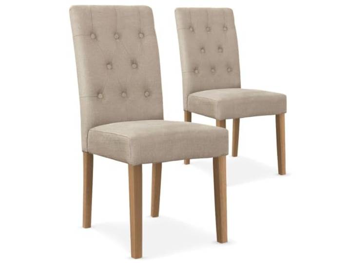 Menzzo Lot de 2 chaises Cecil Tissu Beige