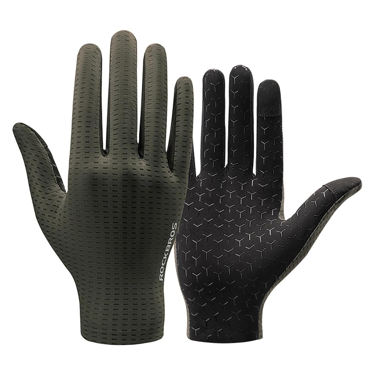 Rockbros Breathable Full Finger Cycling Gloves, Size: XXL - Green (XXL) (8386824304459)