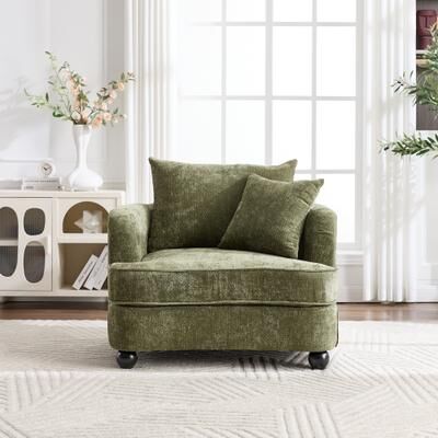 Unbranded "40.2"" Modern Chenille Accent Chair with Storage Ottoman"