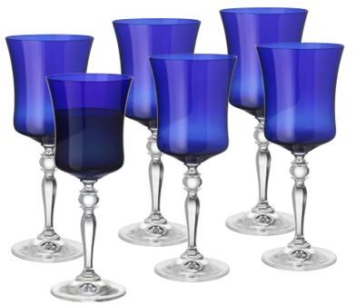 Barski Vivid Wine Glass, Blue ,10 Oz. , Set of 6