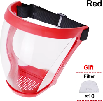 DynamicDeals Anti Fog Full Face Shield With Filters Kitchen & Work Safety Mask red