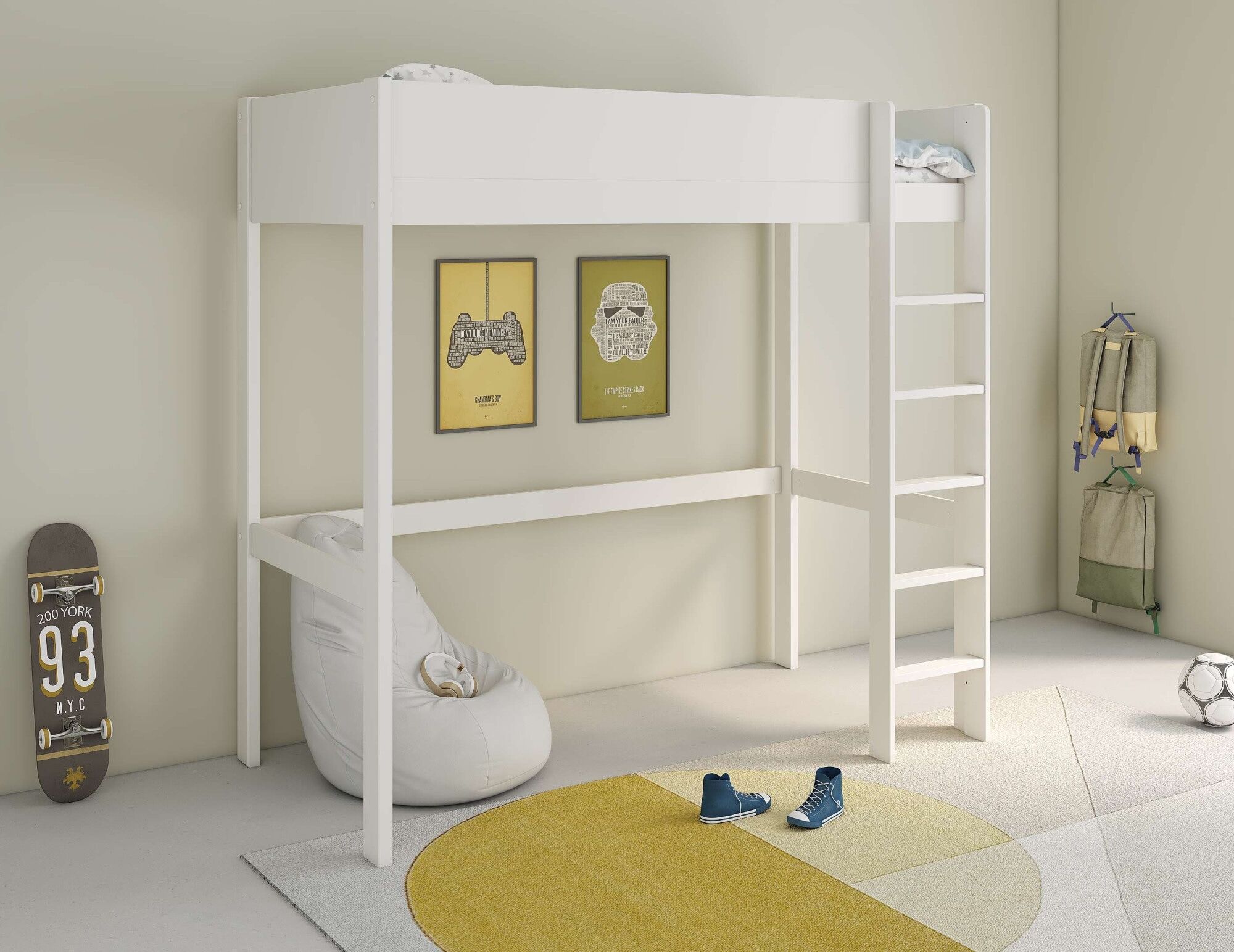 Hochbett GOODPRODUCT "Tipo – FSC-zertifiziertes Massivholz mit viel Freiraum darunter", weiss (weiß), B:105cm H:190cm, Lüttenhütt erfüllt Kinderträume. Bunte Fantasie trifft auf trendiges Wohnen So wird das Kinderzimmer zu einem modernen kindgerechten Ort