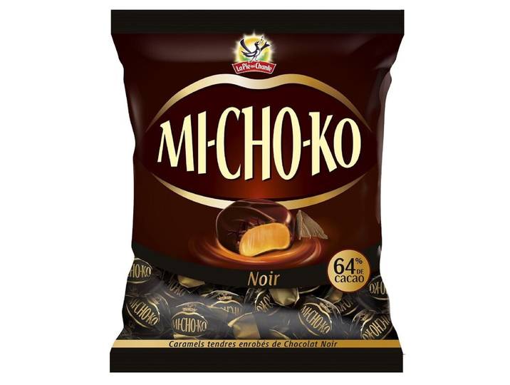 La Pie Qui Chante Michoko Noir Caramels tendres enrobés de chocolat noir, 100 g