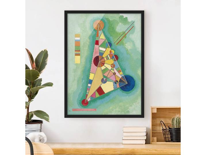 Tableau Vassily Kandinsky, Triangle Papier Cadre : placage en bois véritable Pin Multicolore 70 x 100cm