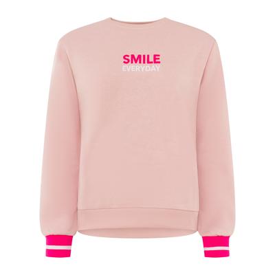 Sweatshirt ZWILLINGSHERZ "SMILE", Damen, Gr. M, rosa (blush), Obermaterial: 50% Baumwolle, 50% Polyester, Sweatshirts Sweatshirt, Mini Me Style, gestreifte Bündchen, Smile Print vorne und am Rücken