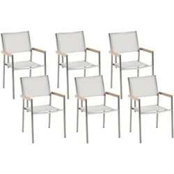 GARTENSTUHL 6er-Set weiß Edelstahl Grosseto
