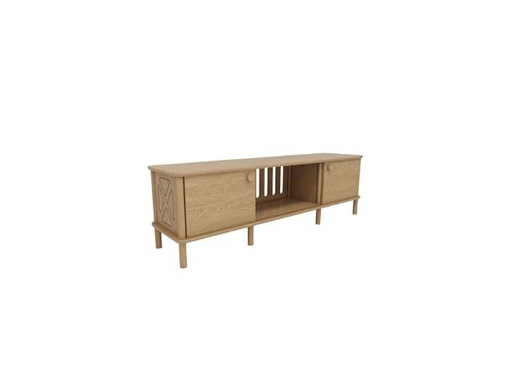 Hanah Home Modern Oak TV Stand, 160 cm, 100% MDF, 18 mm Thick, Wooden Legs, 47 cm Height, Scandinavian Design, Disassembled, Stylish & Functional