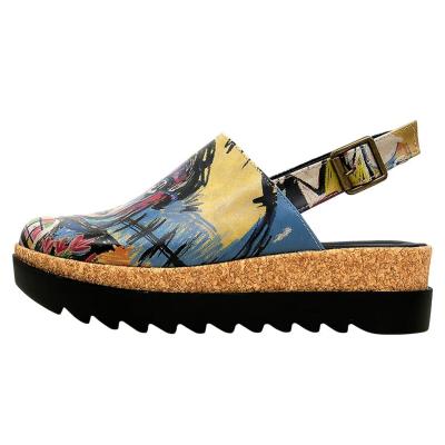 Clog DOGO "Akita Live And Save Damen Sandalen", Damen, Gr. 40, Normalschaft, blau, Lederimitat, Schuhe Clog, Handgefertigt