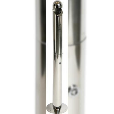 Standascher-Säule, überdacht, 1,1 l, rund, Edelstahl