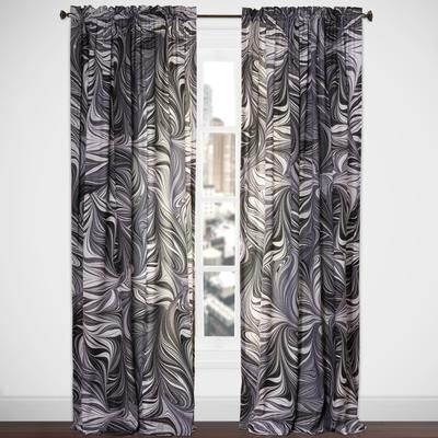 The Art of Marbling Art of Marbling Black Ash Single Rod Pocket Curtain Panel