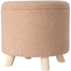 Noelle, Hocker, Eleganter Aufbewahrungshocker Beige, Flauschiger Teddy-Stoff, 40x37cm, 11L (40 x 37 cm)