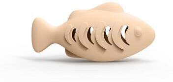 Inspired Deals Fish Shape Silicone Cat Toy BPA Free Chew & Interactive Enrichment Toy For Cats beige