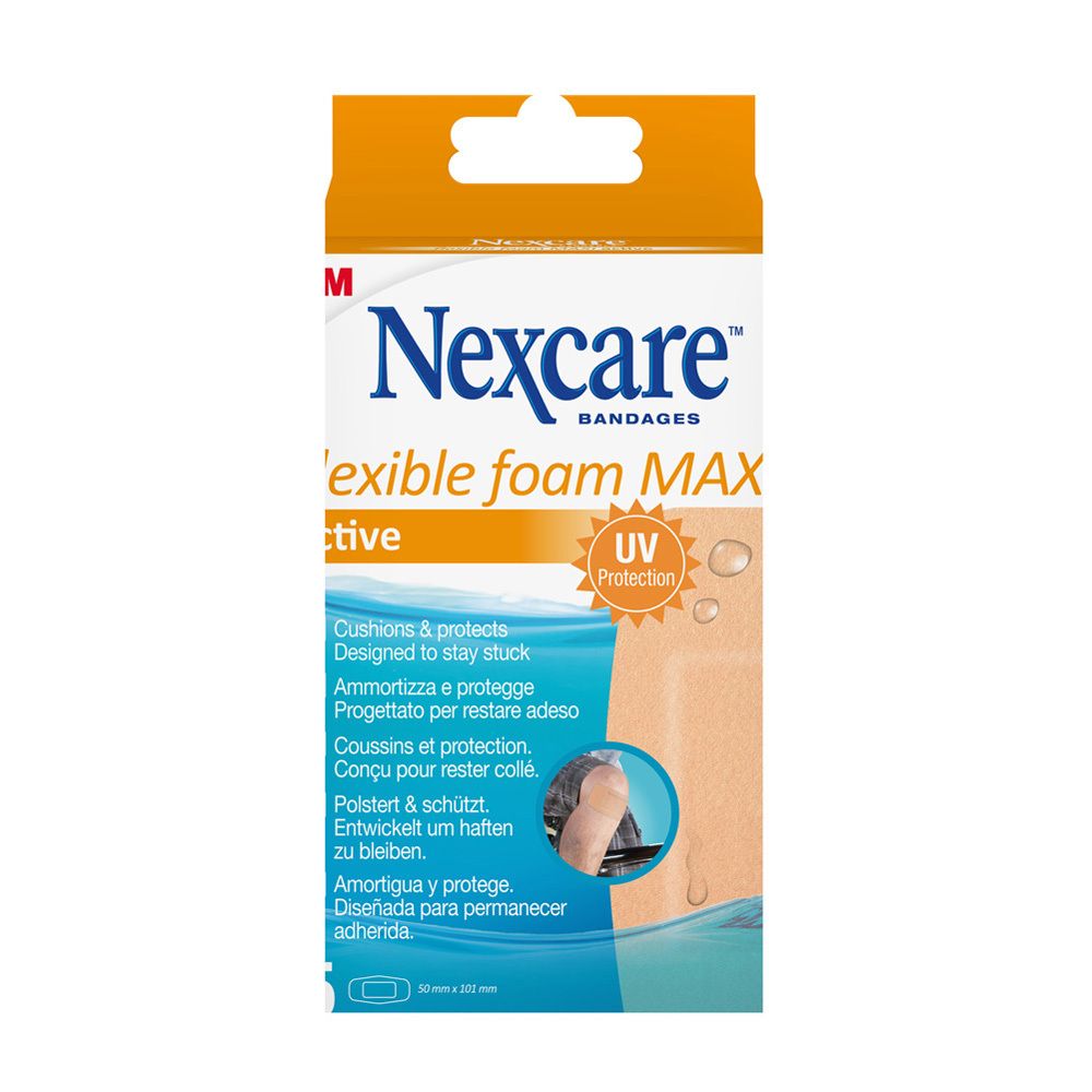 Nexcare flexible foam Maxi active Strips 50x101 mm 5 St Pflaster