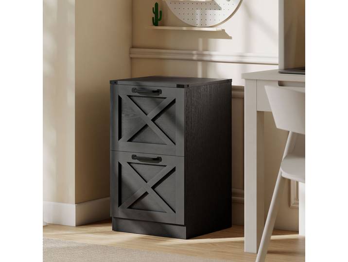 HOMCOM Caisson Bureau 2 Tiroirs Dossiers A4 Noir 40x40x71cm