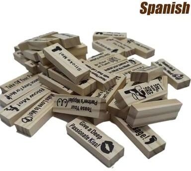 Uplift Treasures Couples Wooden Love Block Game spanish