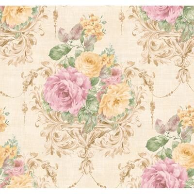 Seabrook Designs Rosa Floral Chandelier Unpasted Wallpaper