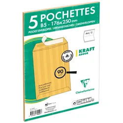 Clairefontaine 250x Versandtaschen haftklebend Kraft 176x250mm/B5 90g - Braun 7944C