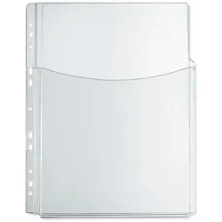 Herlitz, Mappe, Prospekthülle mit Faltentasche, DIN A4, PVC, 0,30 mm glasklar, Eurolochung, extra stark, oben offen (A4, 1x)