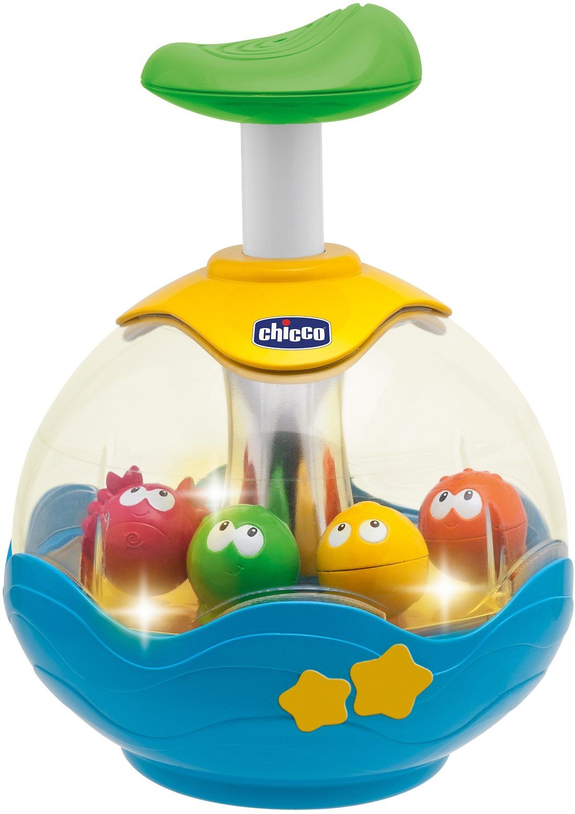 Tierkreisel CHICCO "Aquarium", blau (blau, gelb), Kreisel, KinderH:20cm Ø:15cm, Tierkreisel, mit Licht & Sound, H:20cm Ø:15cm