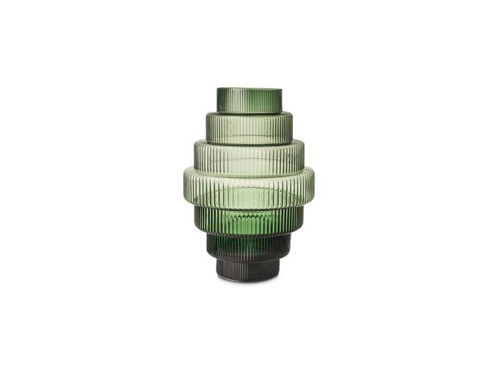 Vase en verre soufflé vert Steps