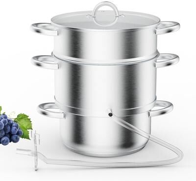 3-Tier Stainless Steel Juice Steamer Pot With Glass Lid And Handle