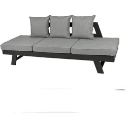 DELUKE Gartensofa BEN - Alu/Polyester, inkl. Auflagen, Grau | Gartenliege Sonnenliege