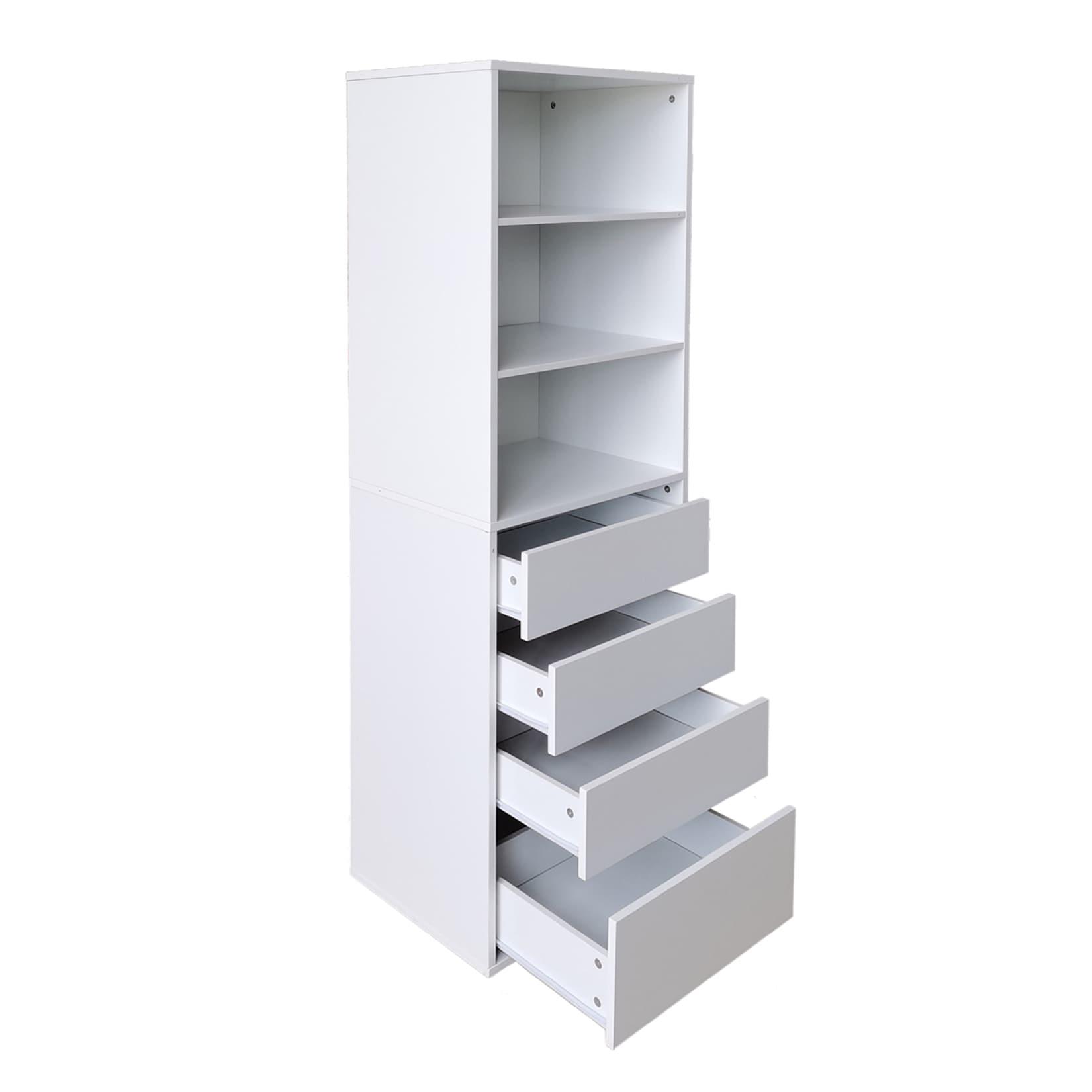 HTI-Living Hohe offene Kommode 3 Regalfächer 4 Schubladen