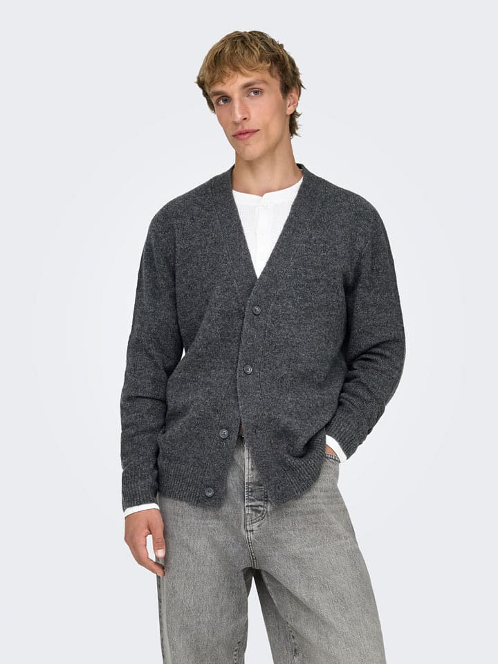 ONLY & SONS Cardigan "Ray" in Grau - L