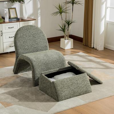 GREATPLANINC Chenille Fabric Accent Chair with Storage Ottoman