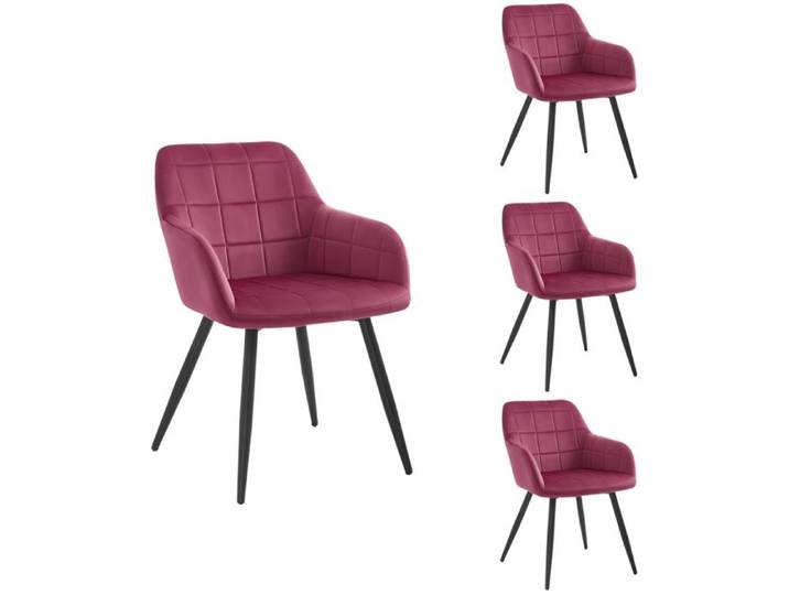 WOLTU 4x Chaises de salle à manger siège bien rembourré en velours Chaise de cuisine pieds en métal Bordeaux