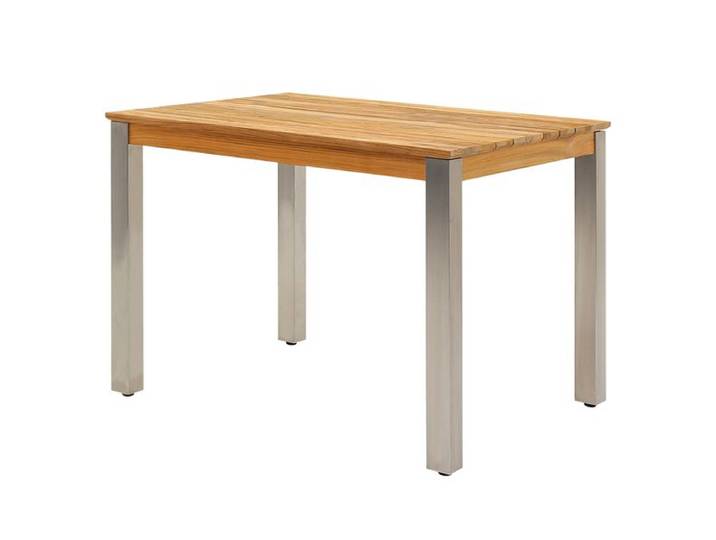 Zebra Derex Gartentisch 80x100cm Edelstahl/Teak recycelt Hellgrau