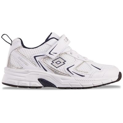Sneaker LOTTO, Kinder, Gr. 27, blau (weiß, navy), Kunstfaser, Synthetik, metallic, Schuhe Sneaker, - ohne Schnüren: mit Elastiksenkeln