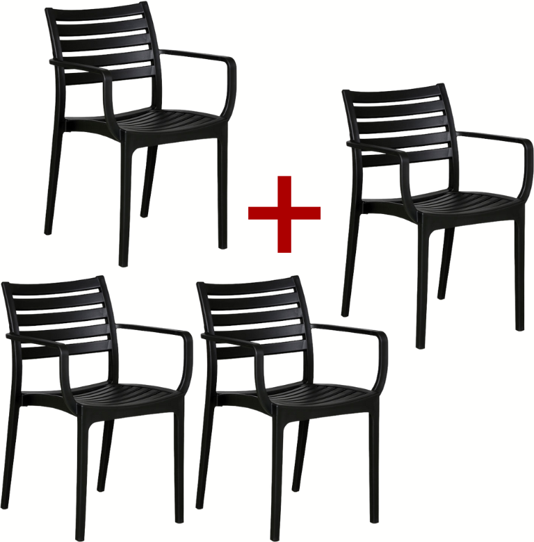 B2B Partner Stapelstuhl aus Kunststoff SLENDER 3+1 GRATIS, schwarz