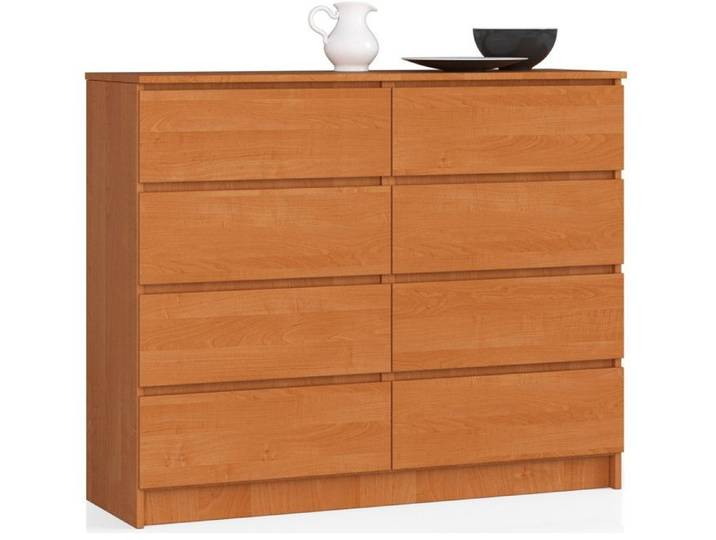 Commode AKORD K120 Aulne 120 cm 8 tiroirs façade Aulne 120x40x99 cm